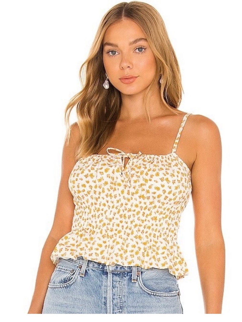 Faithfull the Brand Delina Top Floral Smocked Cami Size 4